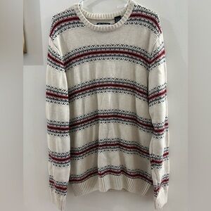 Chaps Pullover Knit Wool Blend Sweater Cream Red Gray Black Men's size L